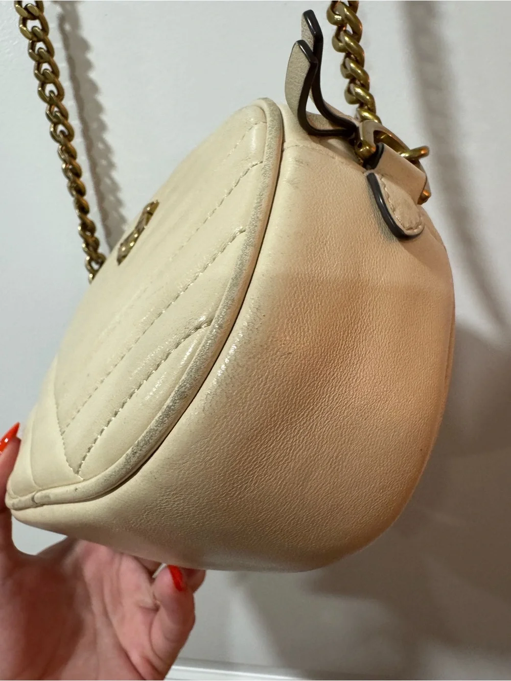 Tory Burch KIRA CHEVRON CAMERA BAG Crossbody Gold Chain